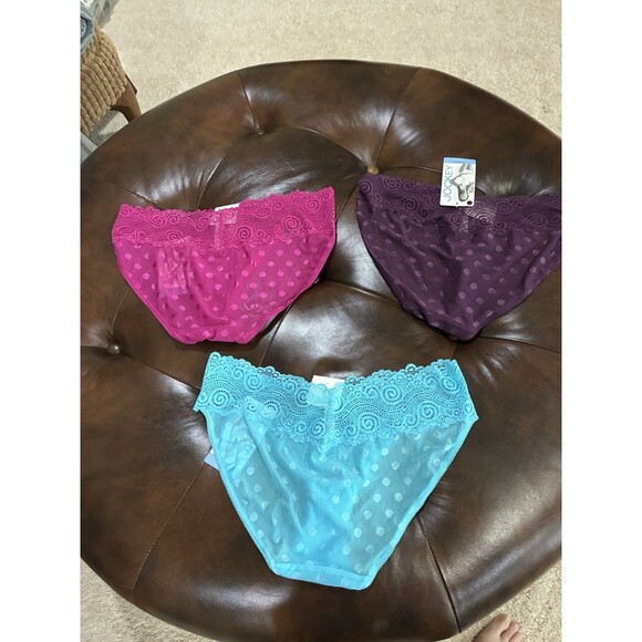 NWT Panties - Jockey Rachel Zoe String Bikini Lace Trim Cheeky Fit Large 3 PAIR - Picture 2 of 2